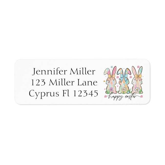Easter Bunny Trio Delight Return Address Label (Front)