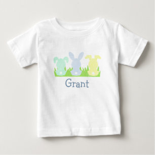Easter Bunny Trio, Pastel Watercolor Baby Boy T-Shirt