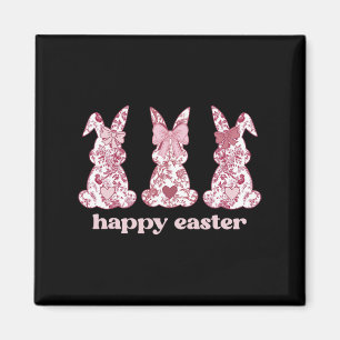 Easter Bunny Trio Pink Chinoiserie For Easter Day Magnet