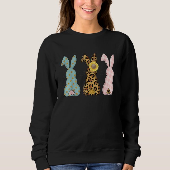 Easter Bunny Trio Rabbit Leopard Matching Cute Sweatshirt (Front)