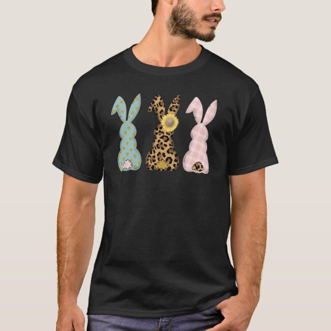 Easter Bunny Trio Rabbit Leopard Matching Cute T-Shirt (Front)