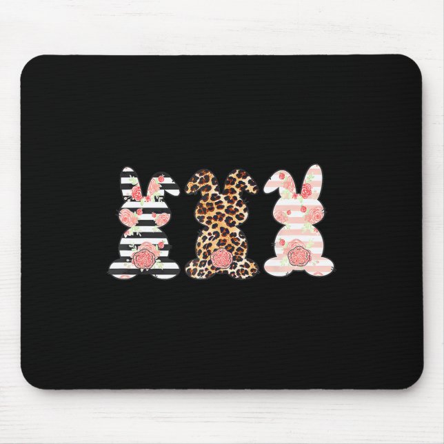 Easter Bunny Trio Shirt Rabbit Leopard Matching Cu Mouse Pad (Front)