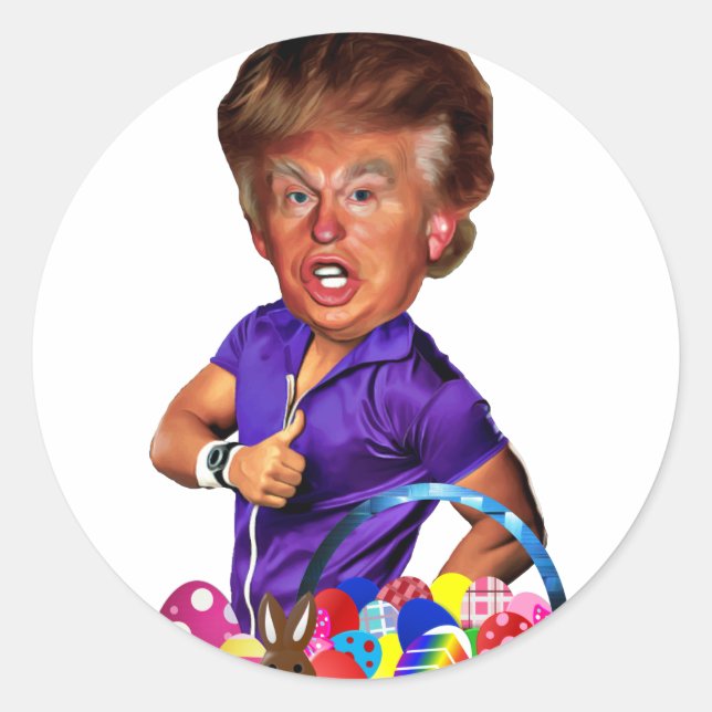 easter bunny trump classic round sticker (Front)
