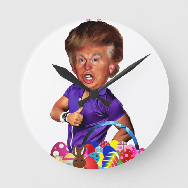 easter bunny trump round clock (Front)