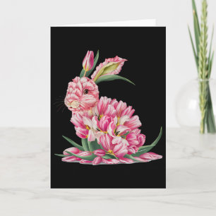 Easter Bunny Tulip Flower Girls Women Rabbit Easte Card
