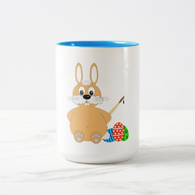 Easter bunny two toned mug. Two-Tone coffee mug (Center)