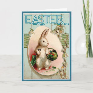 Easter Bunny Vintage Illustration Happy Easter Holiday Card