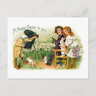 Easter Bunny Vintage Photo Shoot Holiday Postcard