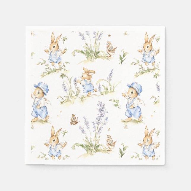 Easter Bunny Vintage Rabbit Paper Napkin (Front)