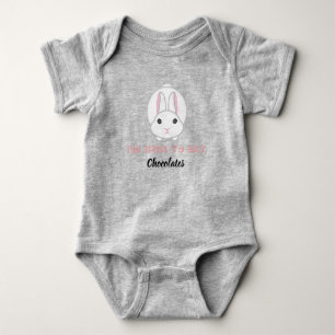 Easter bunny waiting to eat chocolates baby bodysuit
