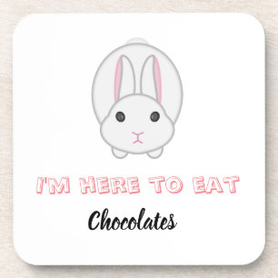 Easter bunny waiting to eat chocolates coaster