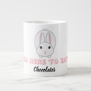 Easter bunny waiting to eat chocolates           large coffee mug