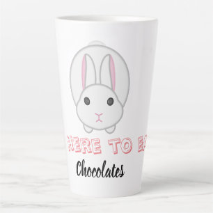 Easter bunny waiting to eat chocolates latte mug