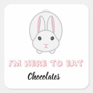 Easter bunny waiting to eat chocolates         square sticker
