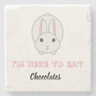 Easter bunny waiting to eat chocolates       stone coaster