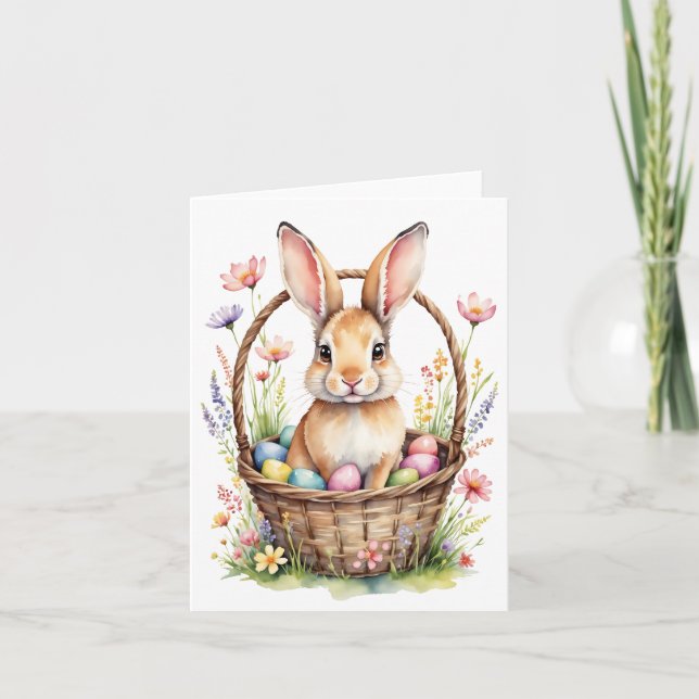 Easter Bunny Watercolor Easter Card 2 (Front)