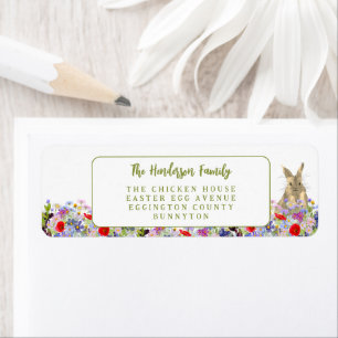 Easter Bunny Watercolor Floral  Return Address Label