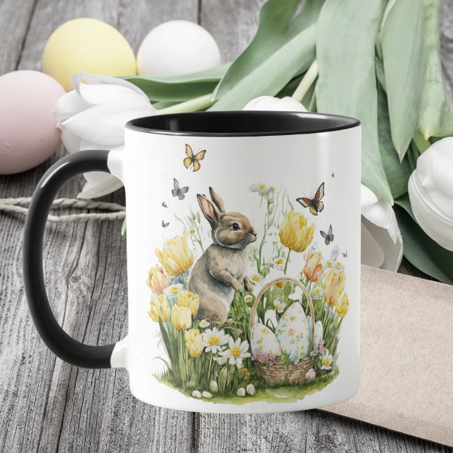 Easter Bunny Watercolor Spring Garden Mug (Creator Uploaded)