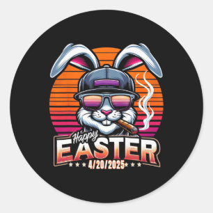 Easter Bunny Weed Funny Humour Classic Round Sticker