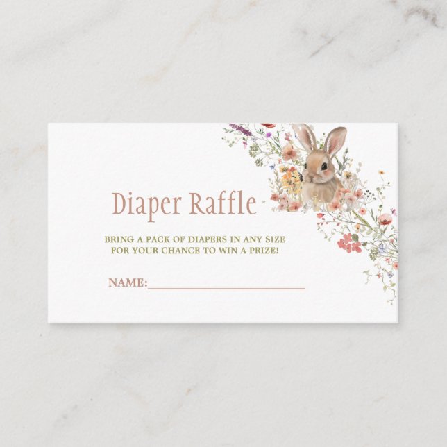 Easter Bunny Wildflower Baby Shower Diaper Raffle Enclosure Card (Front)