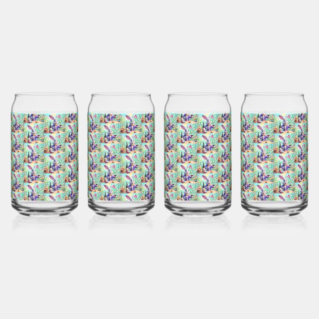 Easter Bunny Wine Time Can Glass (Right)