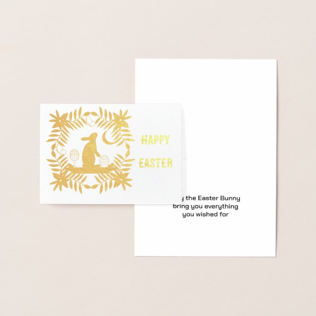 Easter Bunny Wishes Gold Foil Card (Display)