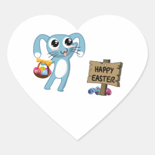 Easter Bunny wishes Happy Easter Heart Sticker