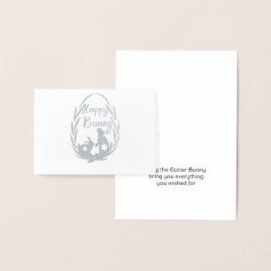 Easter Bunny Wishes Silver  Foil Card