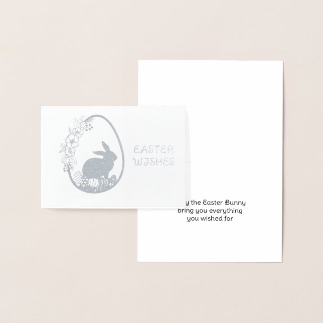 Easter Bunny Wishes Silver  Foil Card (Display)