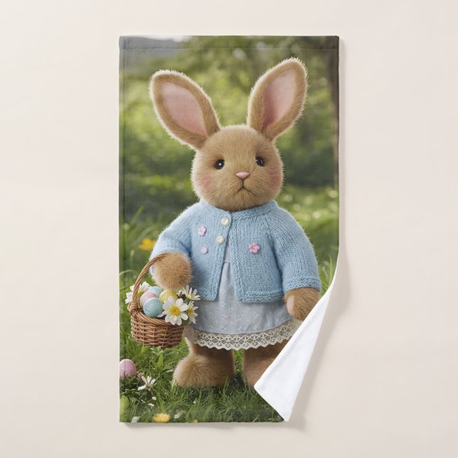 Easter Bunny with a Basket of Eggs Hand Towel (Hand Towel)