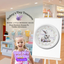 Easter Bunny With Basket Of Eggs Party Plates