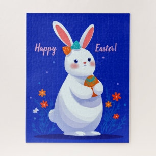 Easter Bunny with Blue Background Jigsaw Puzzle