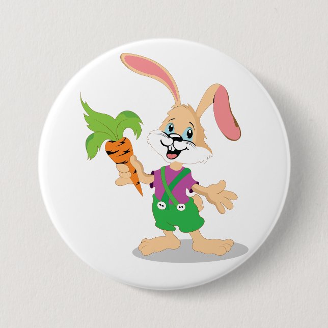 Easter Bunny With Carrot Button (Front)