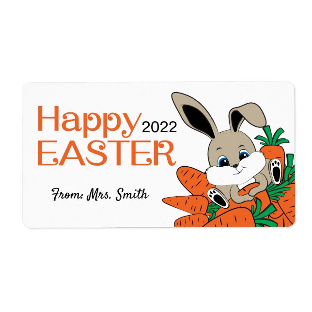 Easter Bunny with Carrots Labels with your name (Front)