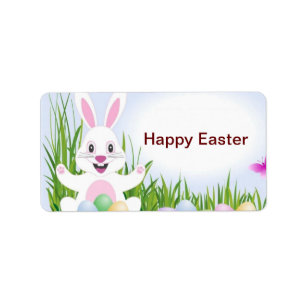 Easter Bunny with colored eggs Label
