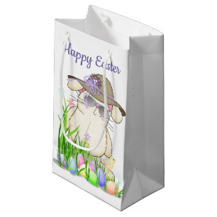 Easter Bunny With Colored Eggs  Small Gift Bag