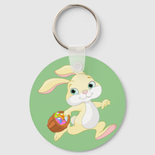 EASTER BUNNY WITH COLORFUL EASTER EGG BASKET KEY RING