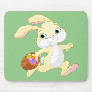 EASTER BUNNY WITH COLORFUL EASTER EGG BASKET MOUSE PAD