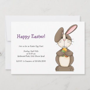 Easter Bunny with Coloured Eggs Invitation