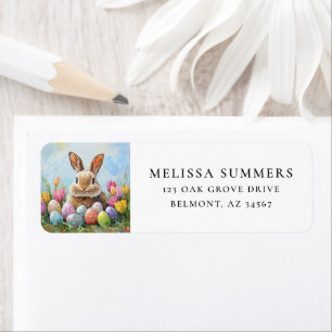 Easter Bunny with Coloured Eggs Return Address Label
