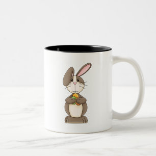 Easter Bunny with Coloured Eggs Two-Tone Coffee Mug