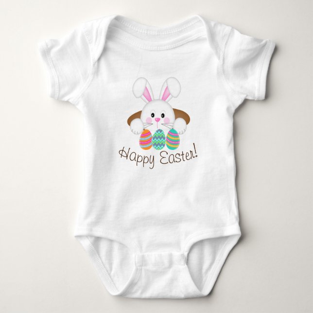 Easter Bunny With Colourful Easter Eggs Baby Bodysuit (Front)