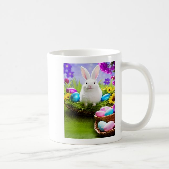Easter Bunny With Easter Egg Basket Coffee Mug (Right)