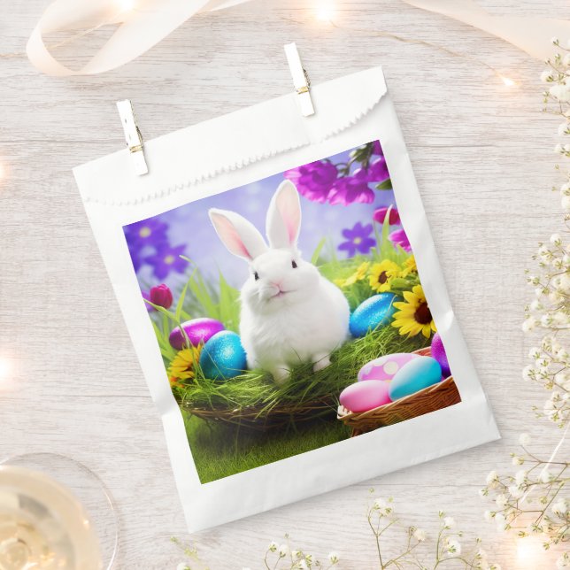 Easter Bunny  With Easter Egg Basket Favour Bag (Clipped)