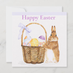 Easter bunny with Easter egg basket Holiday Card