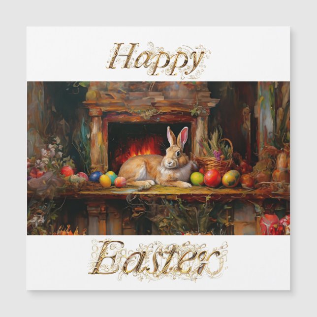 Easter bunny with Easter eggs Happy Easter (Front)