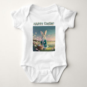 Easter bunny with Easter Eggs Happy Easter Baby Bodysuit