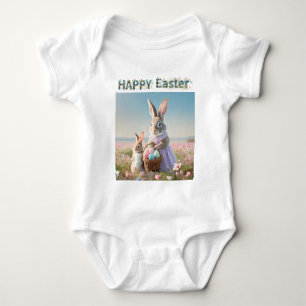 Easter bunny with Easter Eggs Happy Easter Baby Bodysuit