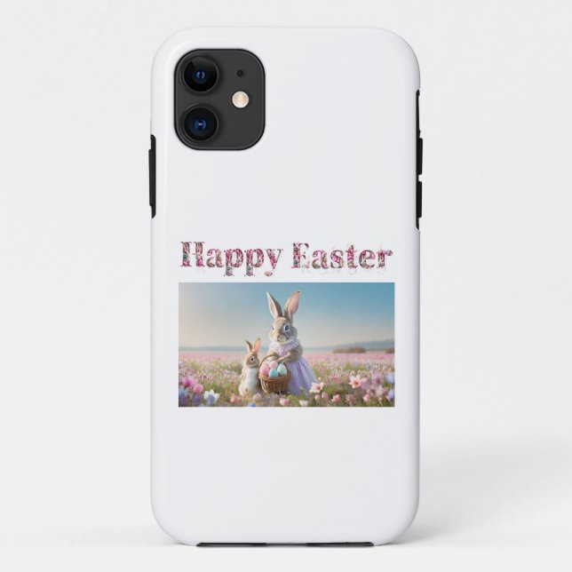 Easter bunny with Easter Eggs Happy Easter Case-Mate iPhone Case (Back)