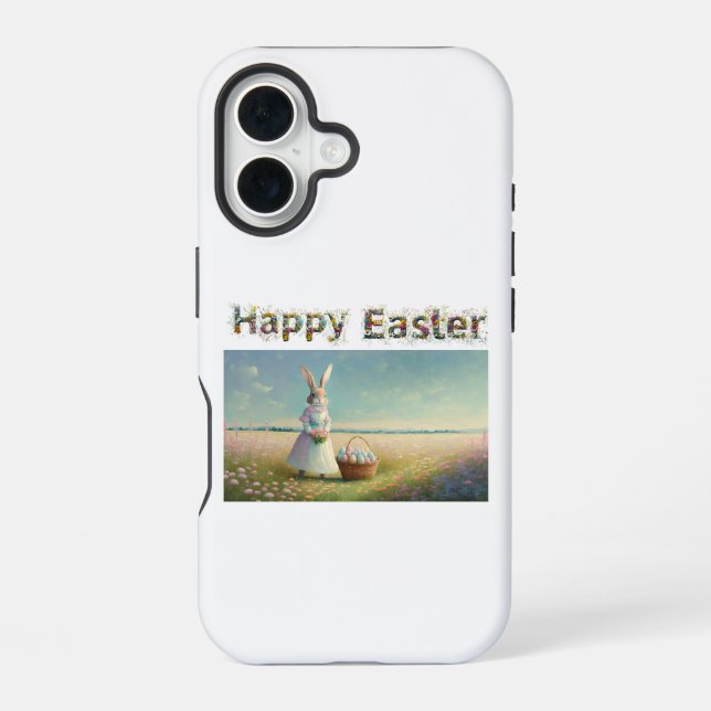 Easter bunny with Easter Eggs Happy Easter iPhone 16 Case (Back)